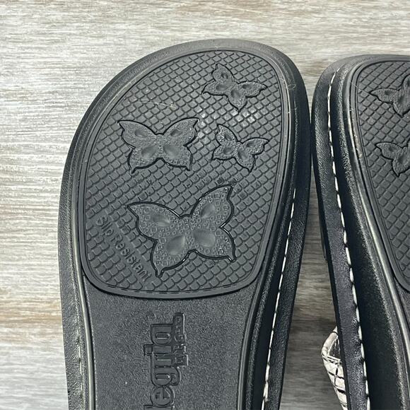Alegria Women's Karmen Unity Black White Leather Slide Sandals Size EU 38 US 8 - Picture 8 of 11
